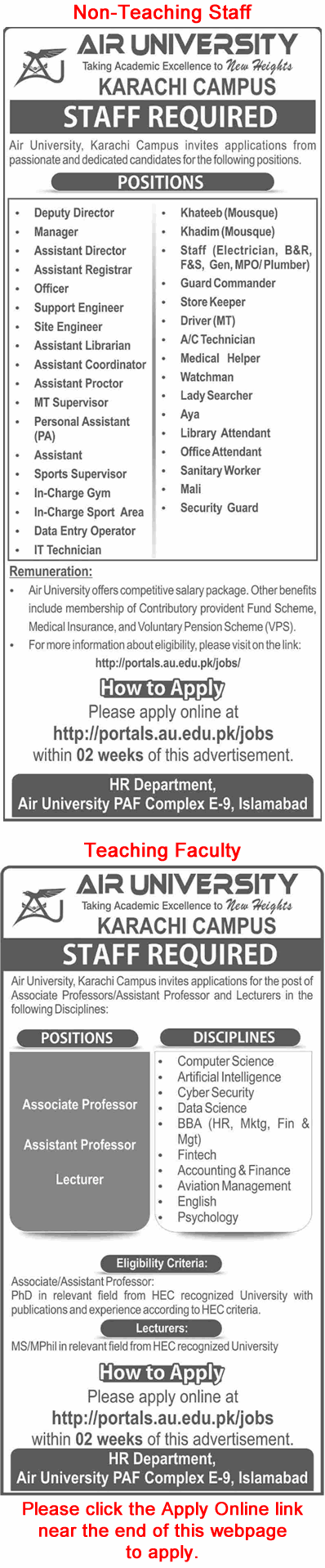 Air University Karachi Jobs