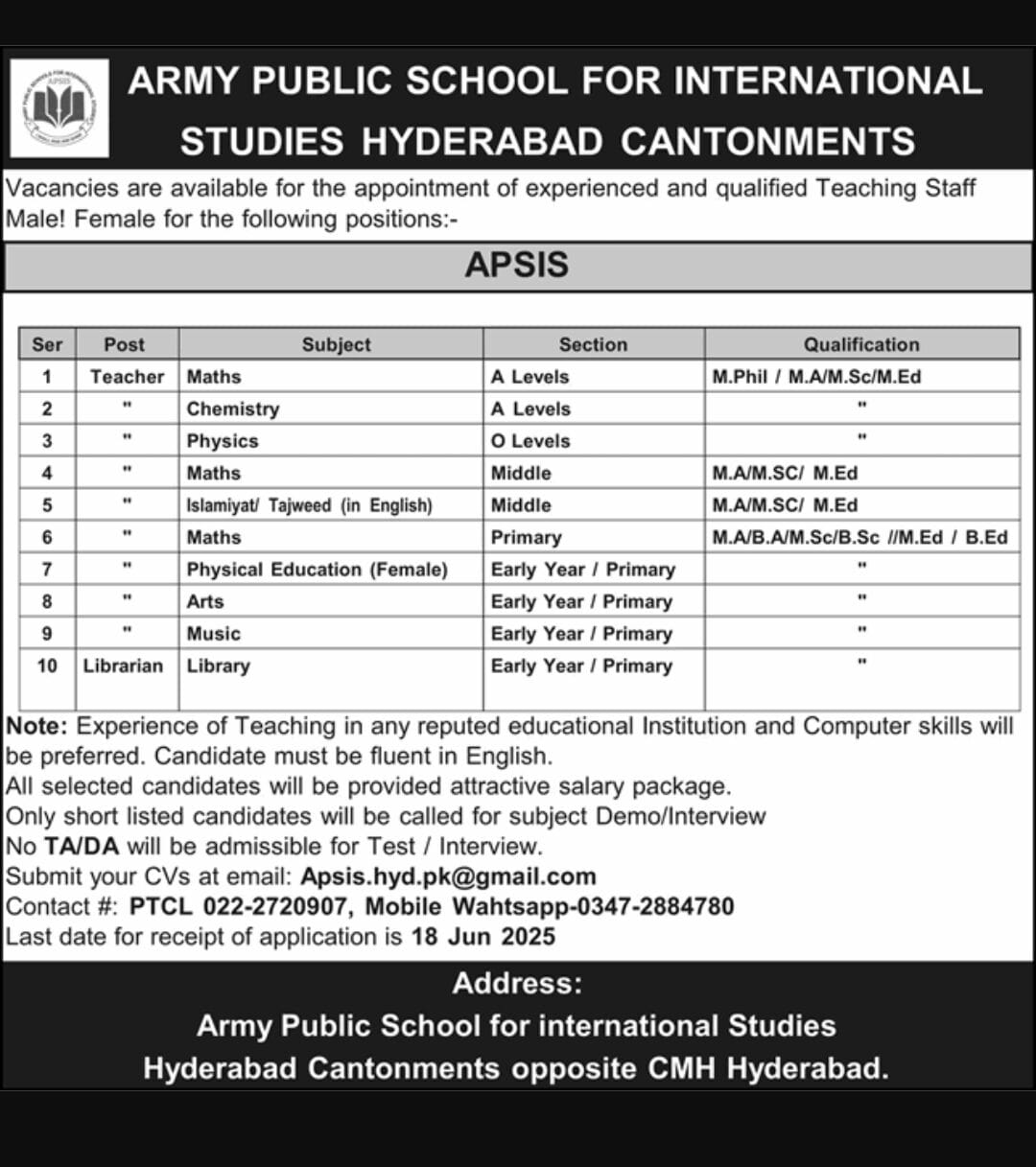 jobs in aps for international studies