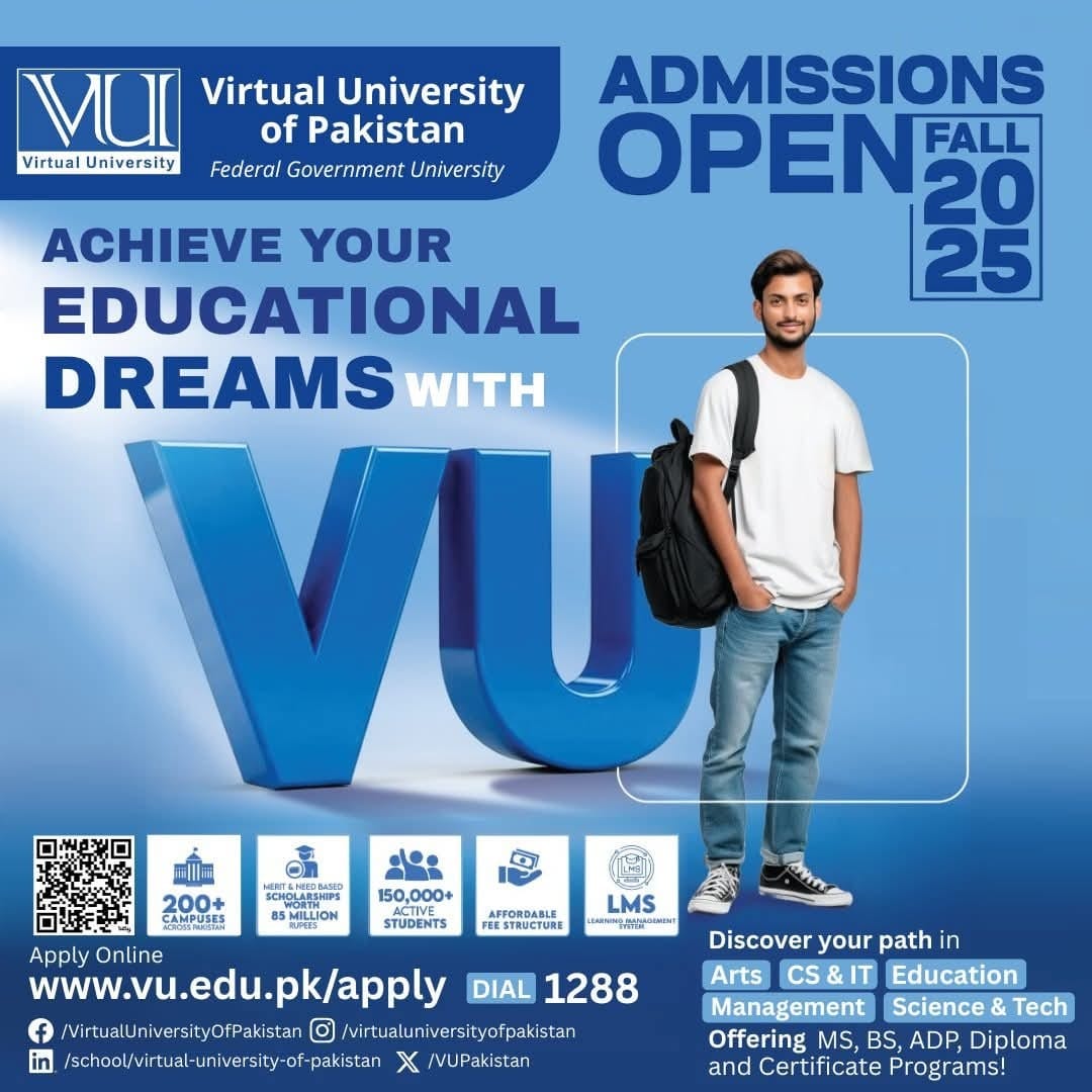 Virtual University of Pakistan Admissions Open Now 2025