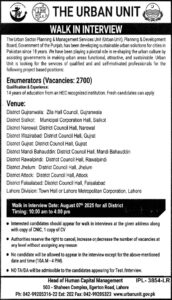 Enumerator Jobs in The Urban Unit